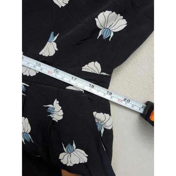 Ann Taylor Loft Sz 14 Jumpsuit Pants Romper Blue Lily Floral Overalls - Picture 11 of 11